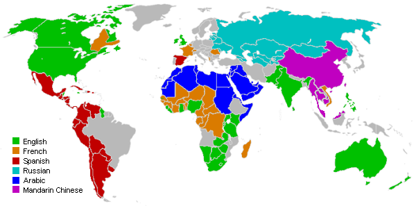 UN official languages spoken around the world. (Image: bp.blogspot.com)